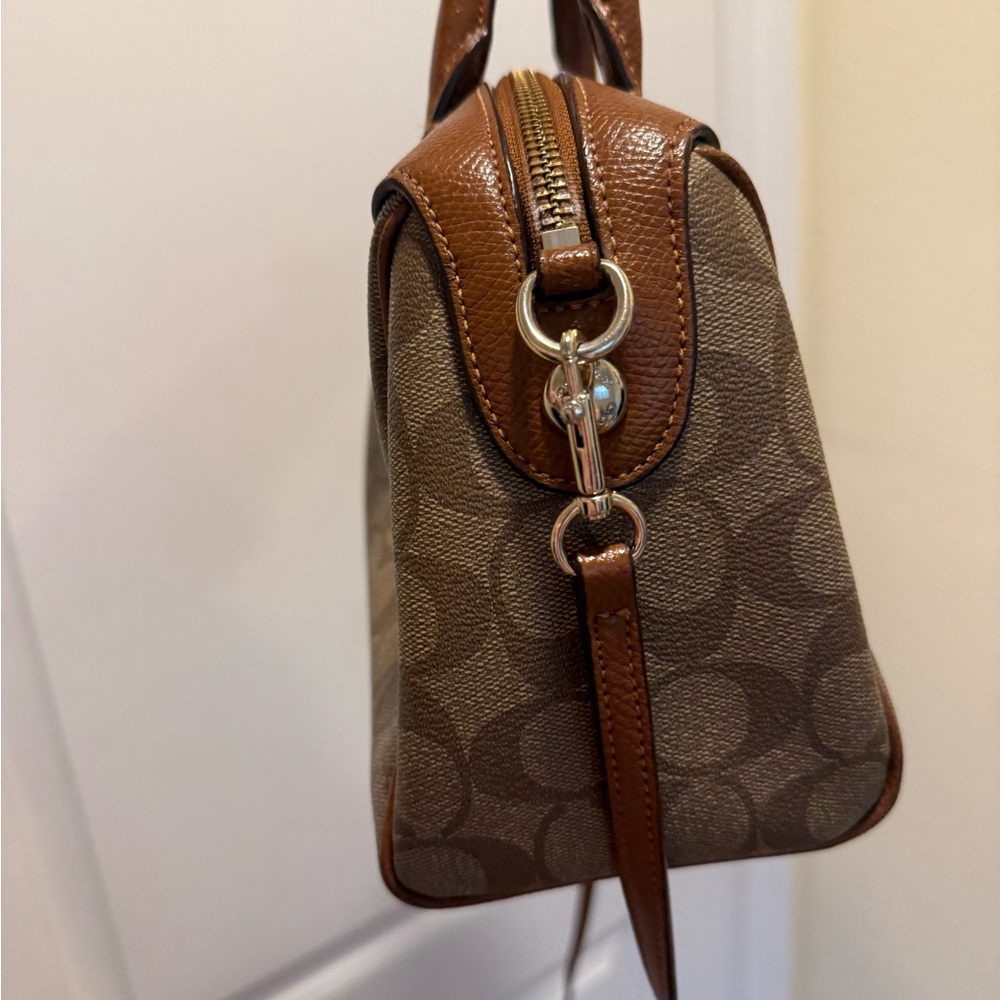 Coach Tan and Brown Signature Satchel - Picture 5 of 10